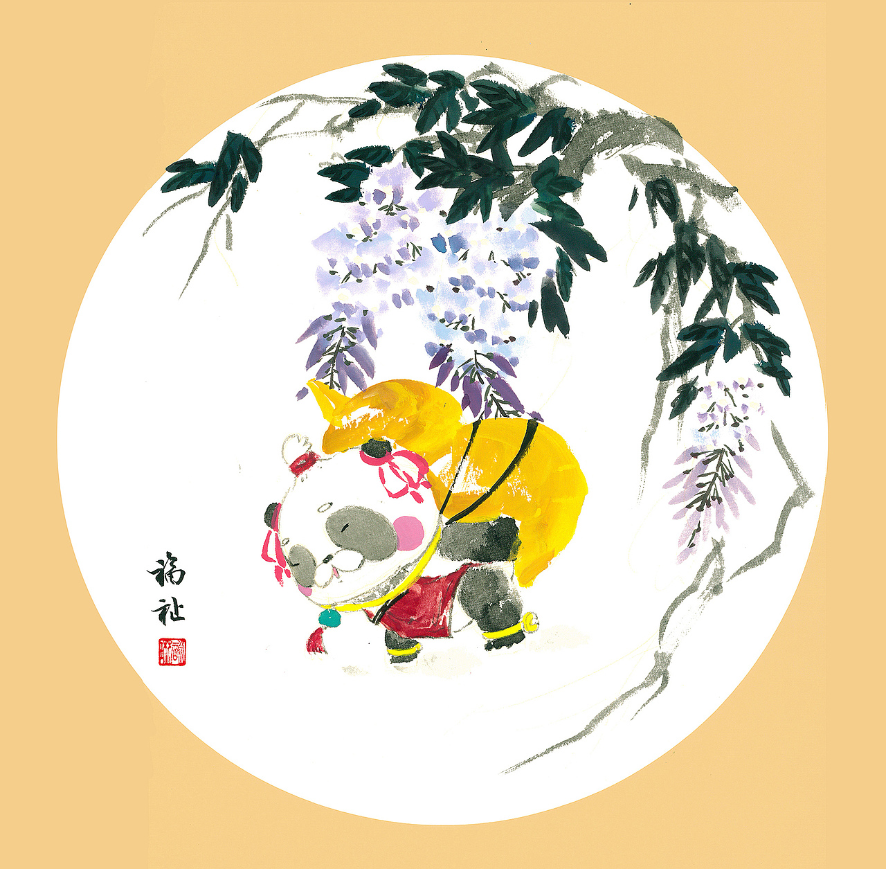 2018毕设｜熊猫系列国画设计作品（图ZMjcxOTYxMDk2） - 艺术插画 - 站酷设计师轨迹Elaine原创素材 - 站酷ZCOOL