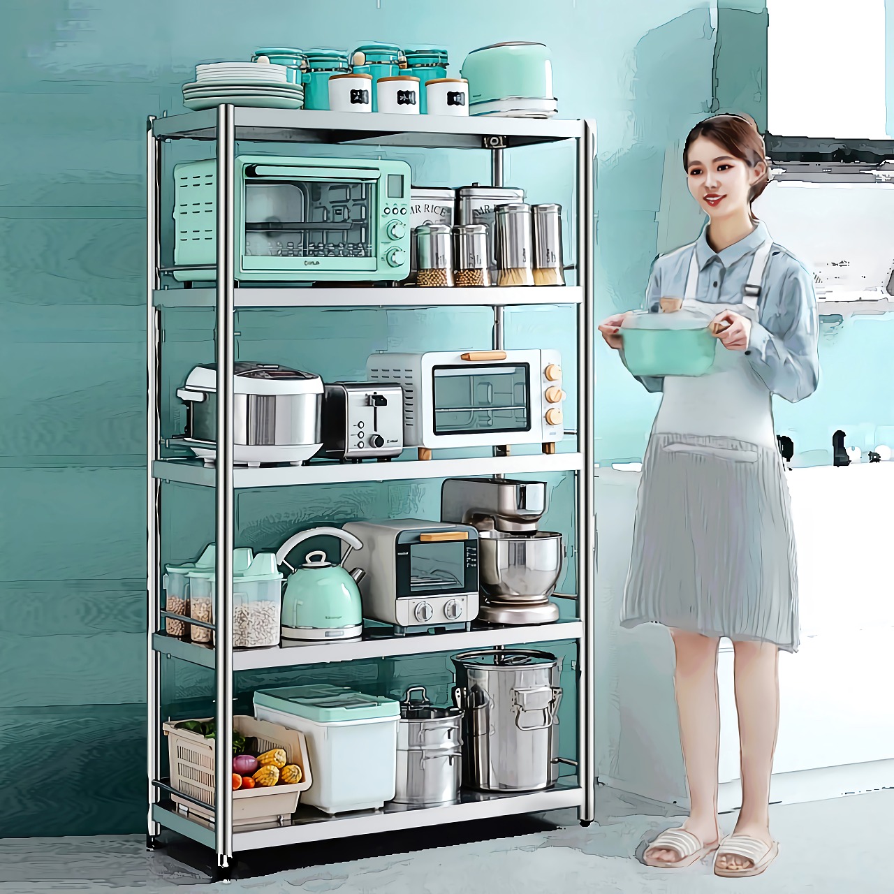 置物架模特插画