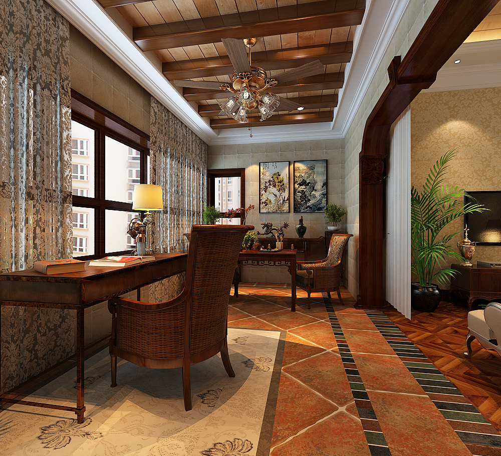 设计说明:
本案的设计从简单到繁杂、从整体到局部,精雕细琢,都给人别样的视觉震撼效果。一方面保留了材质、色彩的本真,同时又摒弃了过于复杂的肌理和装饰,简化了线条,将怀古的浪漫情怀与现代人对生活的需求相结合,兼容华贵典雅与时尚现代,反映出古典欧式浪漫主义的美学观点和文化品位,真正做到简约而不简单。在设计上,墙面大面积的使用了古典欧式色彩的壁纸配合经过提炼的欧式线条。地面采用石材拼花,用石材天然的纹理和自然的色彩来修饰人工的痕迹,使客厅和餐厅的那种繁而不奢、高档次和高品位跃然眼前,从而让室内设计与室外景色融为一体,相辅相成。