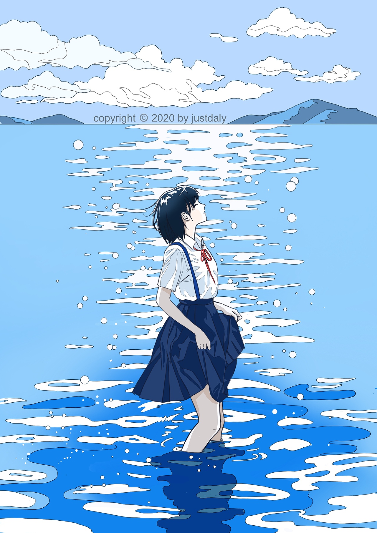 小清新插画之夏日蓝系列（图ZMjQ5OTU3Mjky） - 创作习作 - 站酷设计师野火justdaly原创素材 - 站酷ZCOOL