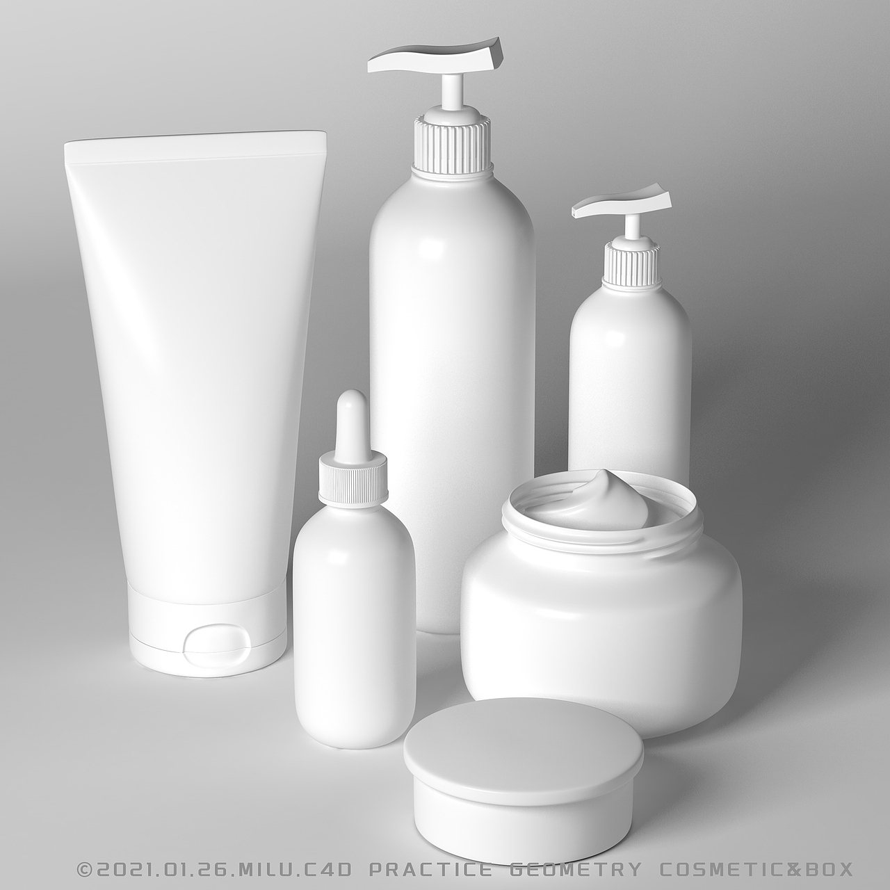 【C4D视觉设计练习】化妆品&包装盒