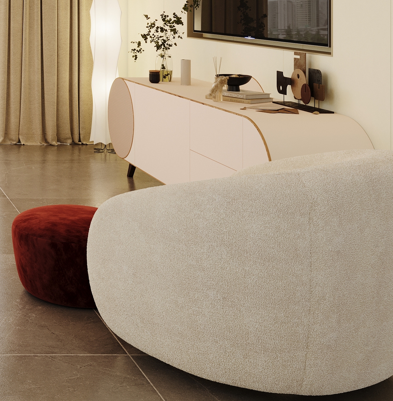 奶油风的温馨客厅