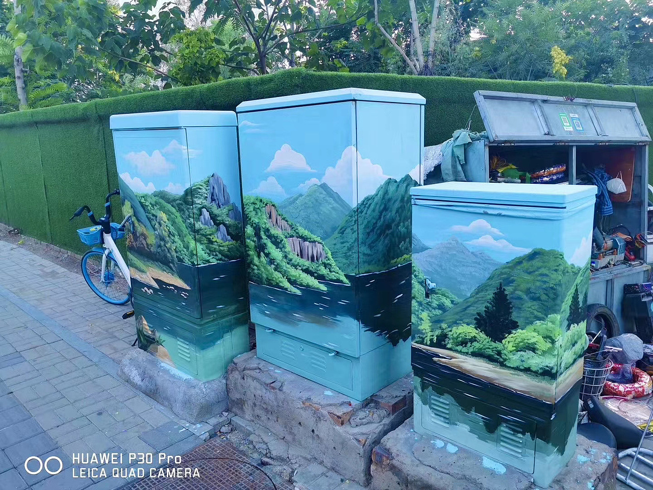电表箱彩绘铁皮箱彩绘铁箱彩绘美化城市彩绘纯手工绘画_太原墙绘画师