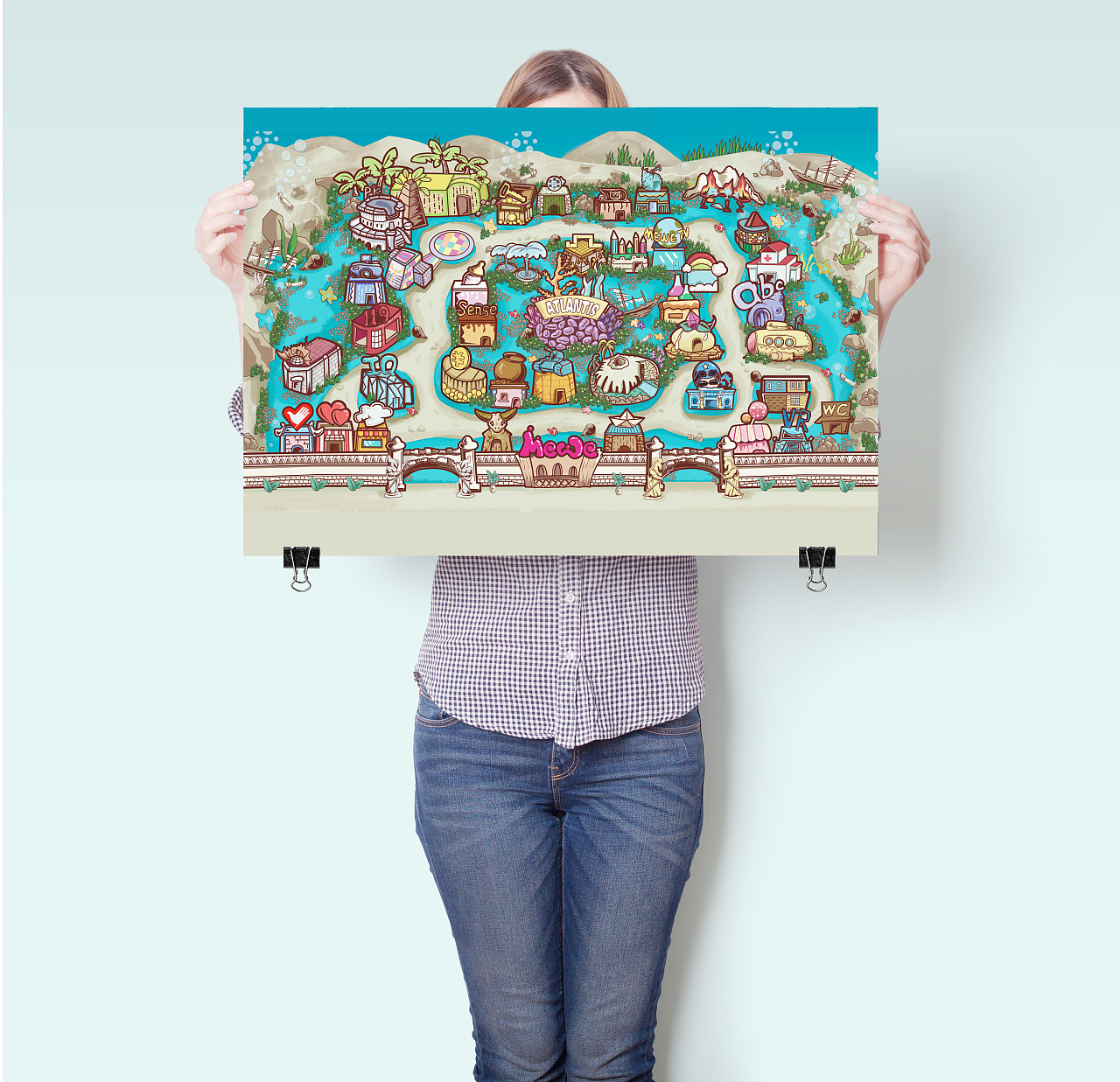 为一家儿童职业体验娱乐城设计的卡通地图