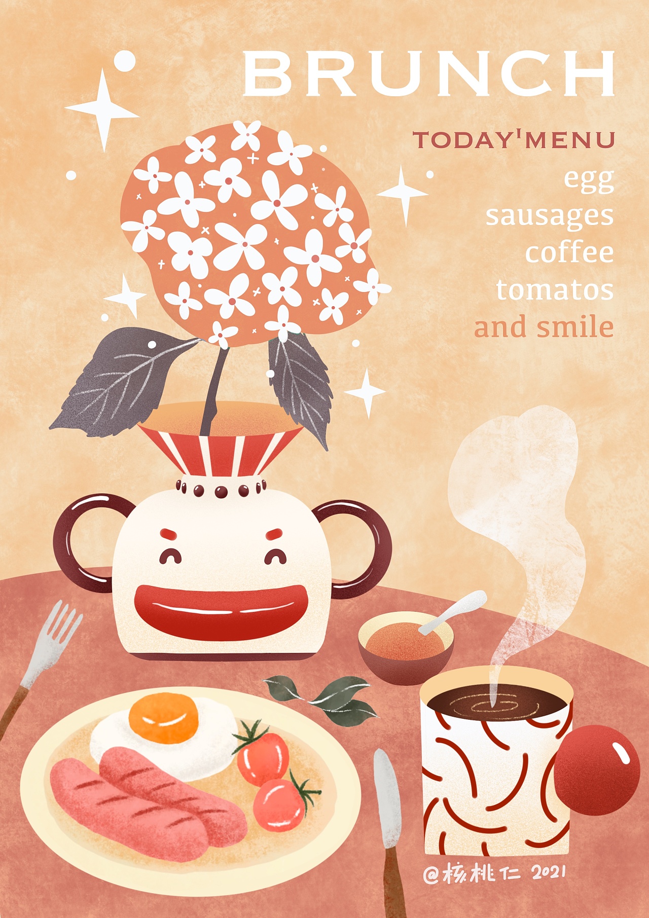 原创插画 早午餐 brunch 海报设计