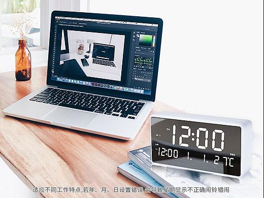  LED聪明镜面闹钟 东莞淘宝商品详情页设计静物亚马逊