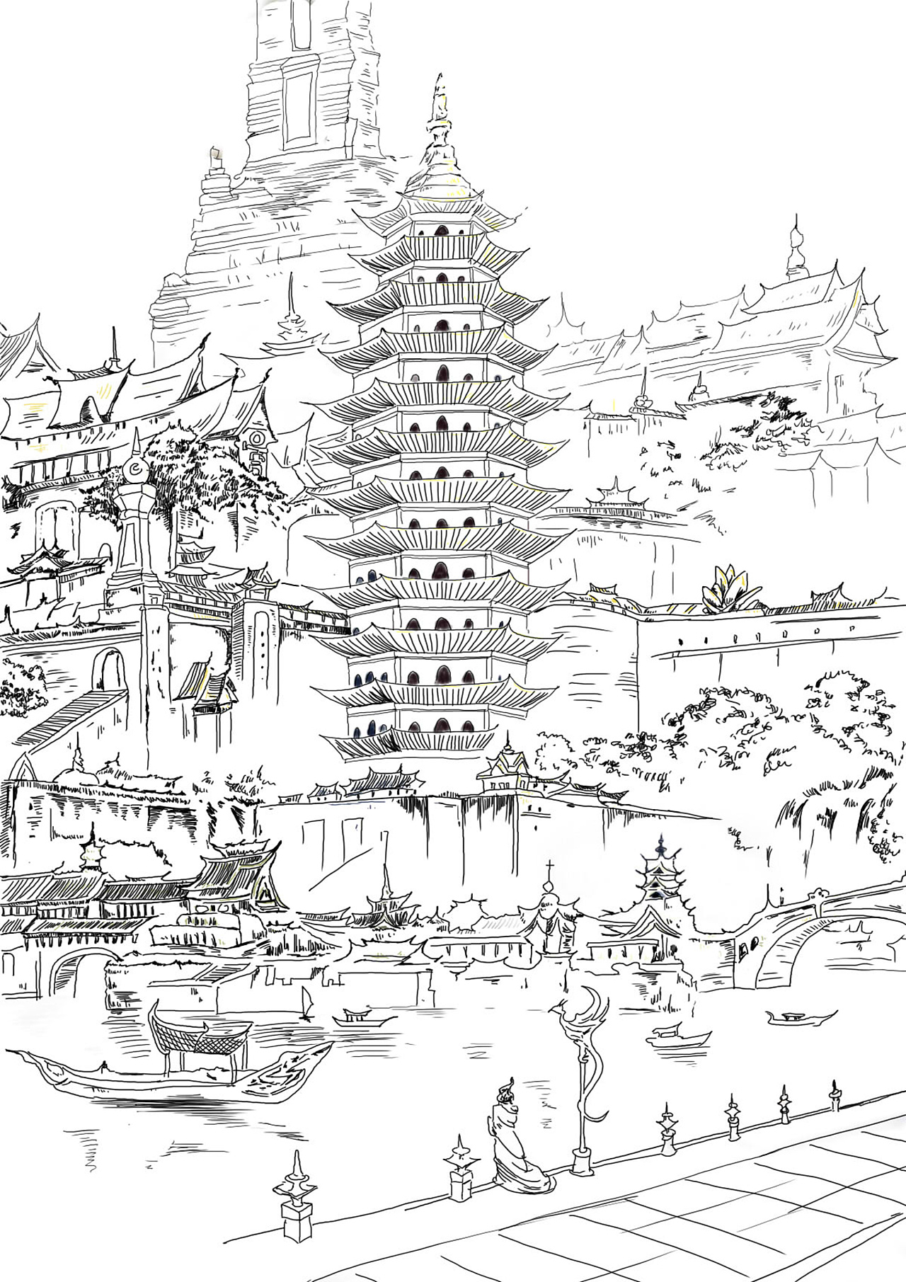 插画——《暮色苍塔》