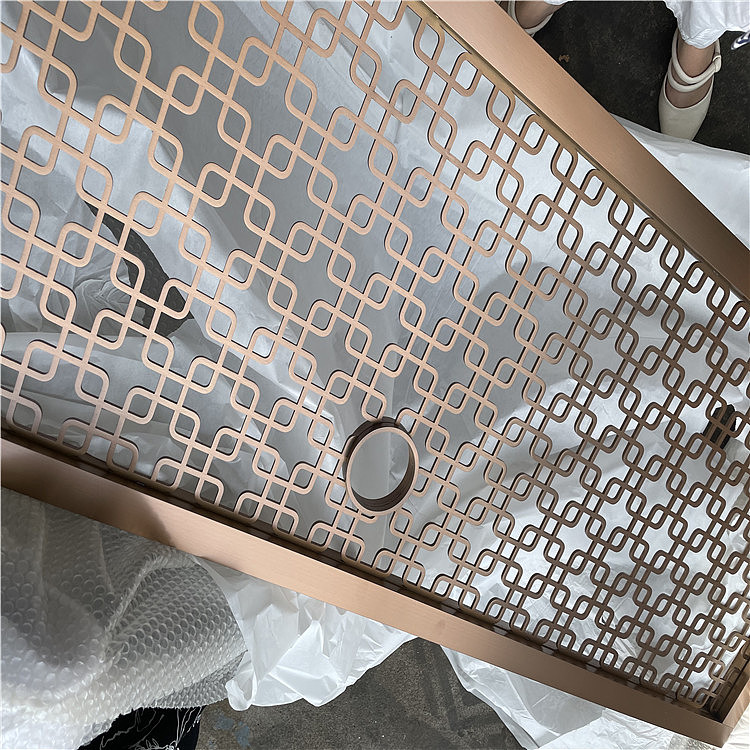 实心钢板整体激光雕刻不锈钢花格屏风众钰定制