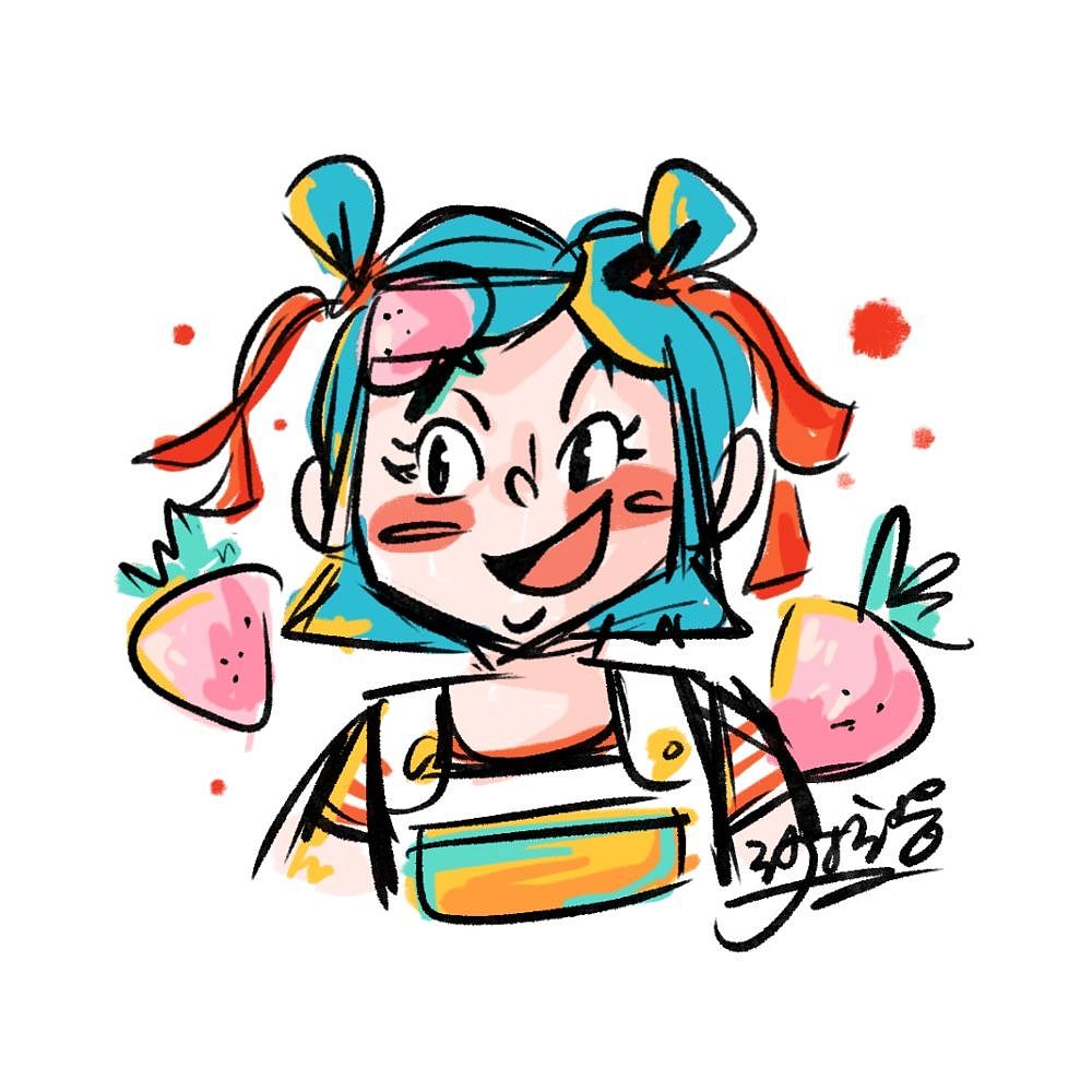插画速写配色练习procreate人物自由复古兔兔壁纸哇92沙拉酱来画画