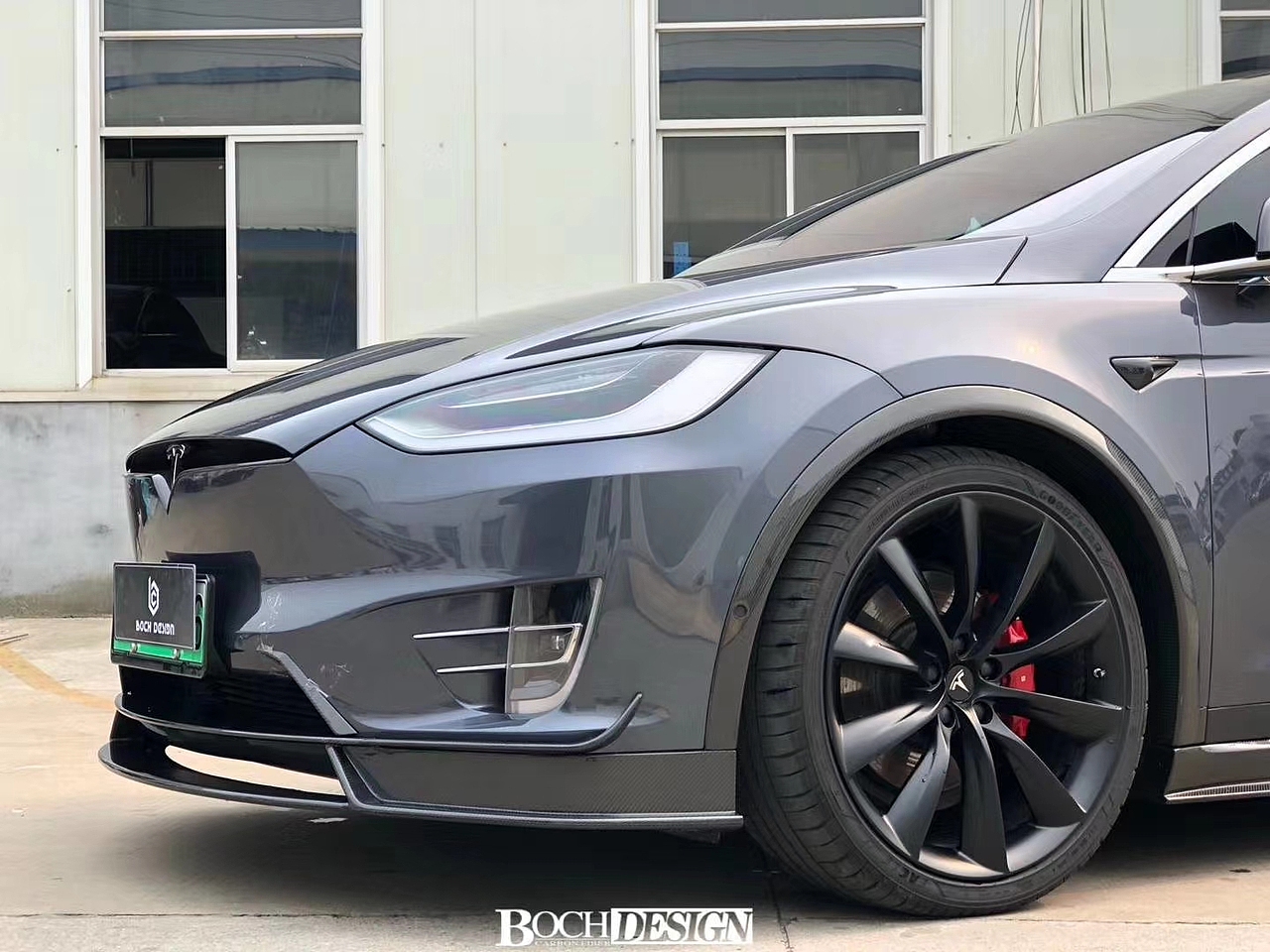 特斯拉model x改装cmst碳纤维小宽体包围前唇后唇尾翼