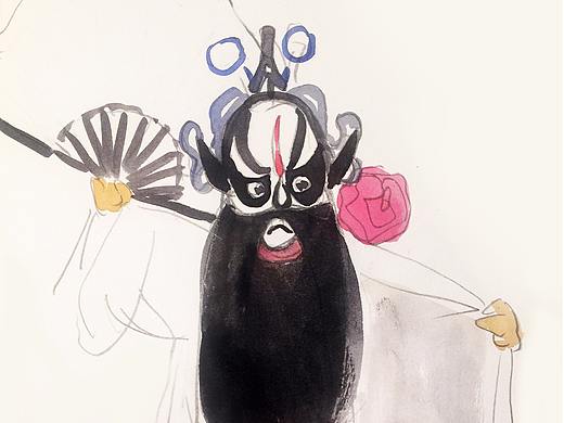 戏曲人物画稿卡片