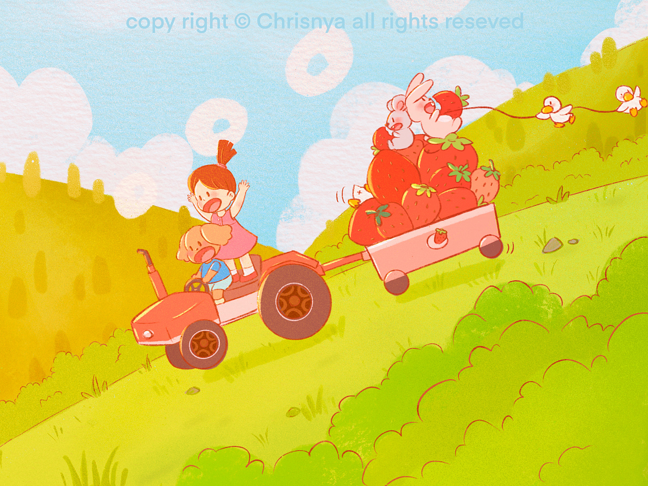 儿插-田园的快乐生活|插画|儿童插画|会猫的画画 - 原创作品 - 站酷