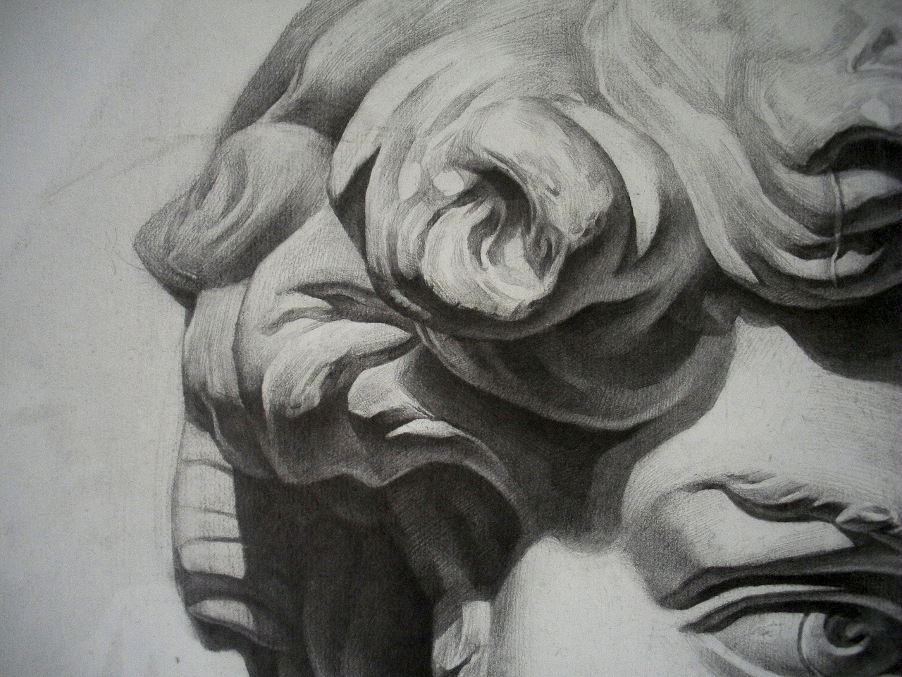 大衛(wèi)石膏像（鉛筆素描）（圖ZMTYzMTE5ODA=） - 繪畫 - 站酷設(shè)計(jì)師許歡原創(chuàng)素材 - 站酷ZCOOL