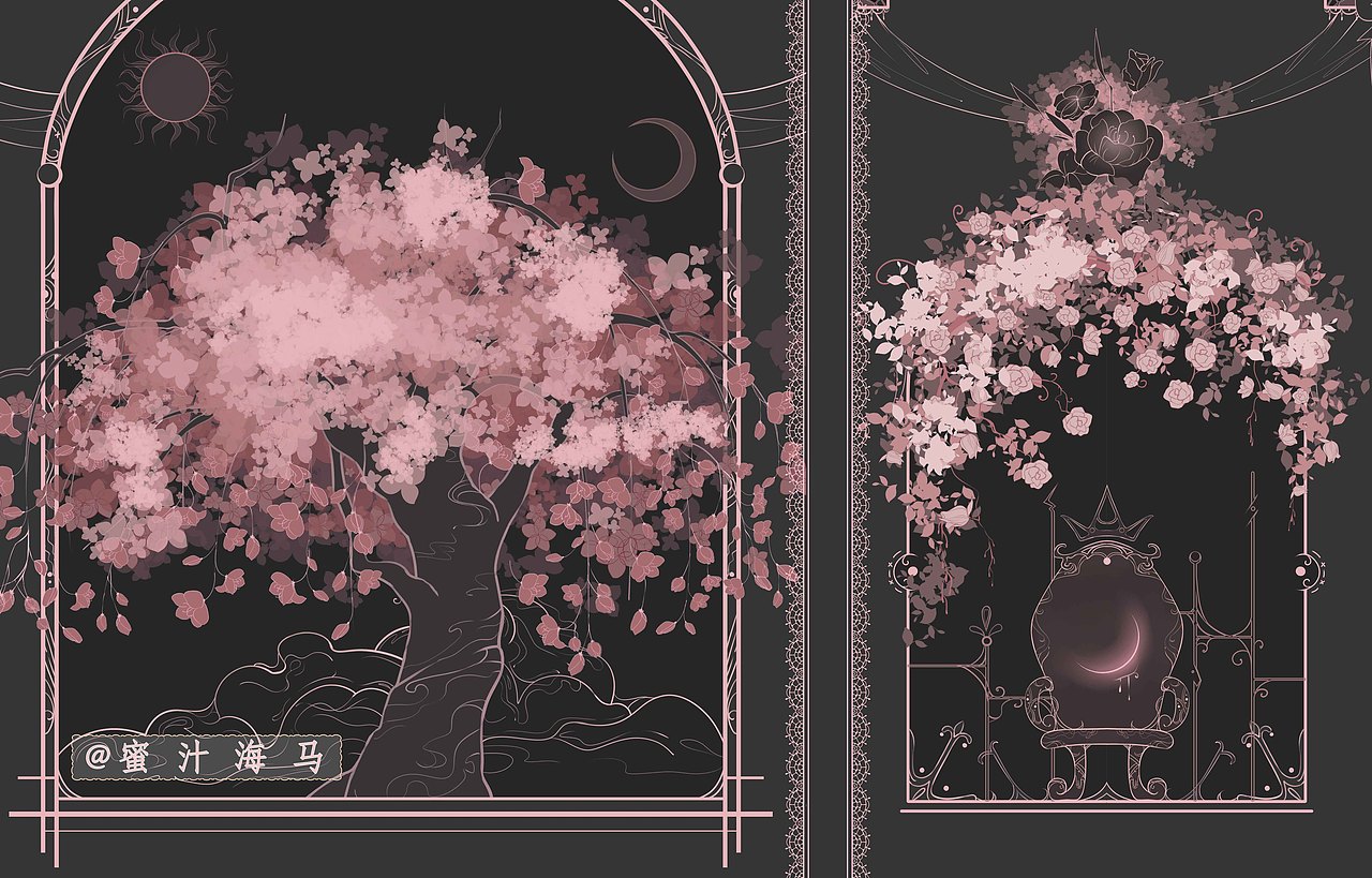 【lolita柄图设计】雪月蔷樱