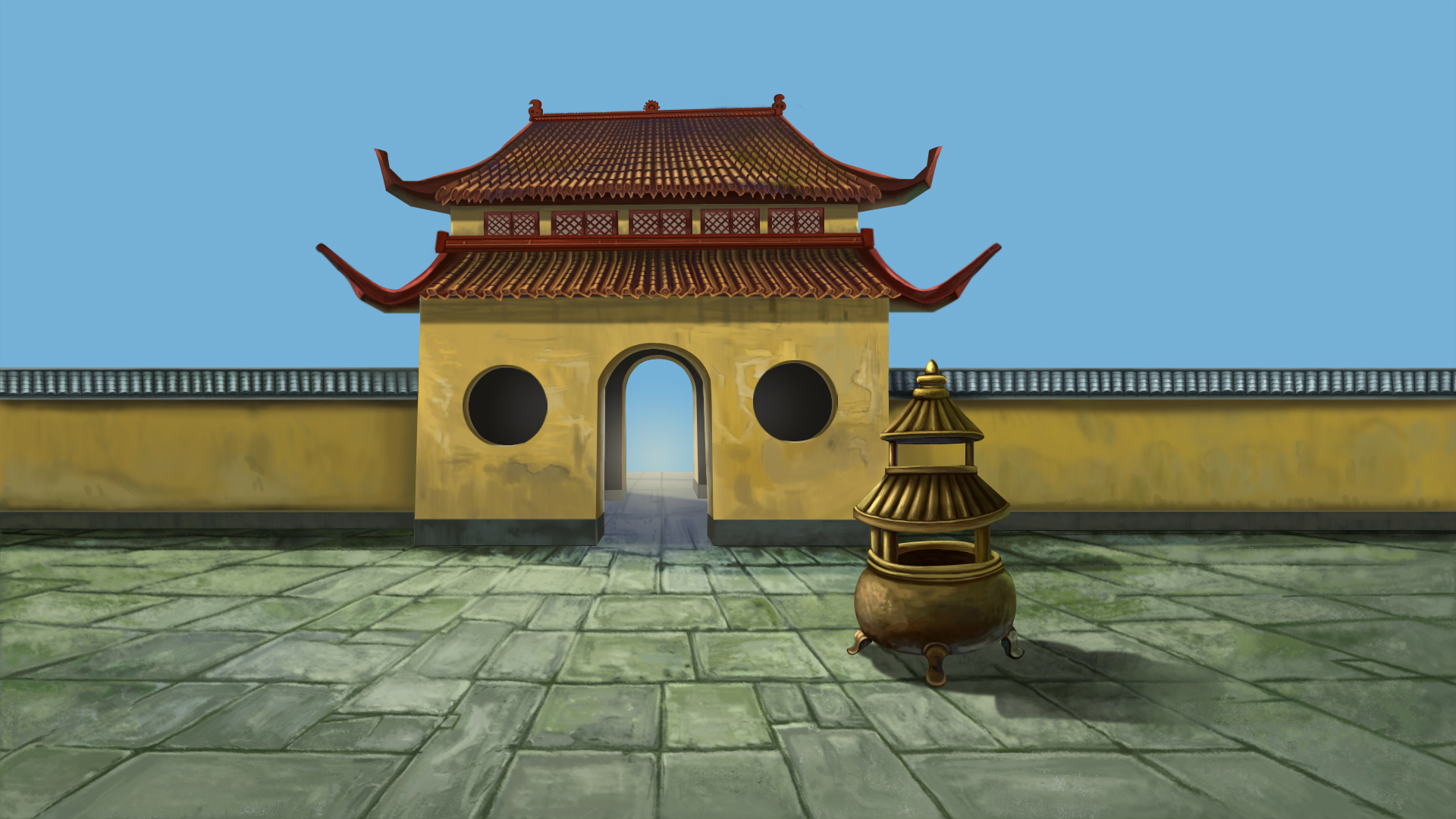 临摹练习 九华小和尚动画场景>