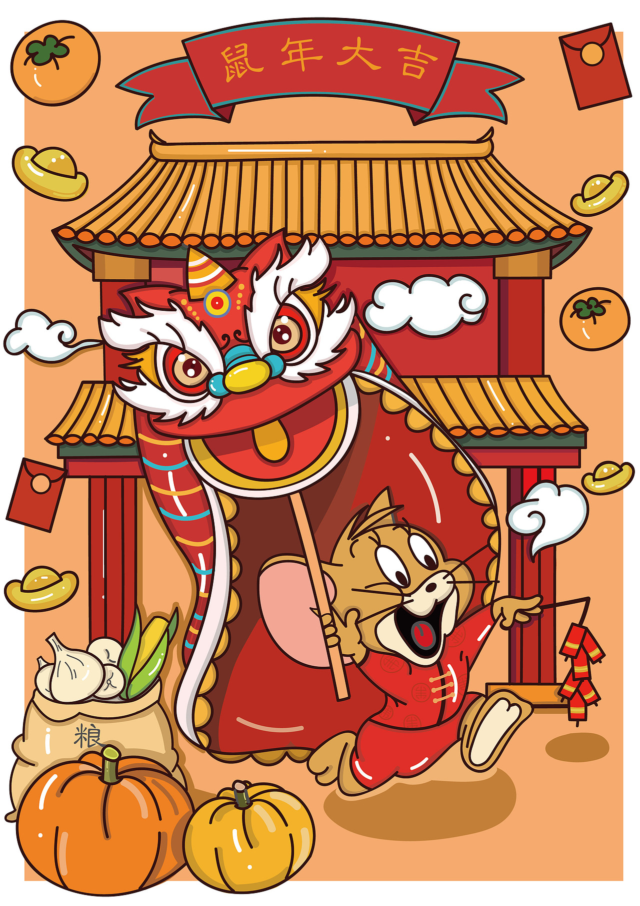Jerry鼠年大吉（图ZMTkzODg0Mjky） - 创作习作 - 站酷设计师咕咕学插画原创素材 - 站酷ZCOOL