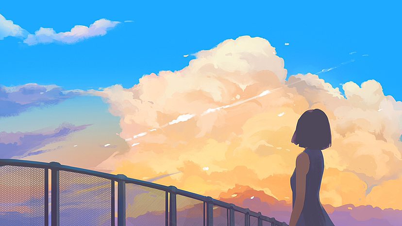 落日与女孩（图ZMzQxMDUwOTA4） - 艺术插画 - 站酷设计师涂鸦的无双原创素材 - 站酷ZCOOL