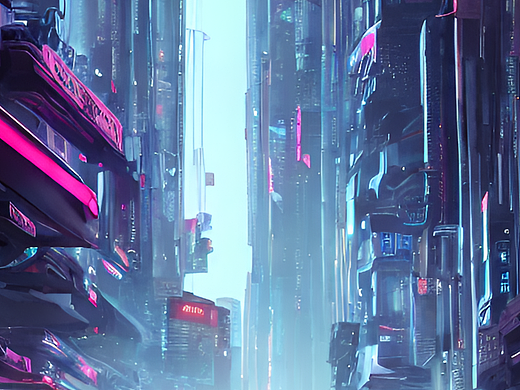 #站酷梦笔#科幻风格的3d汽车行驶在璀璨的大楼之间