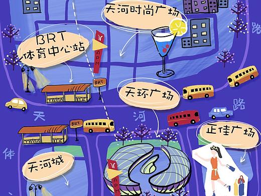 广州新中轴线-夜景-手绘地图