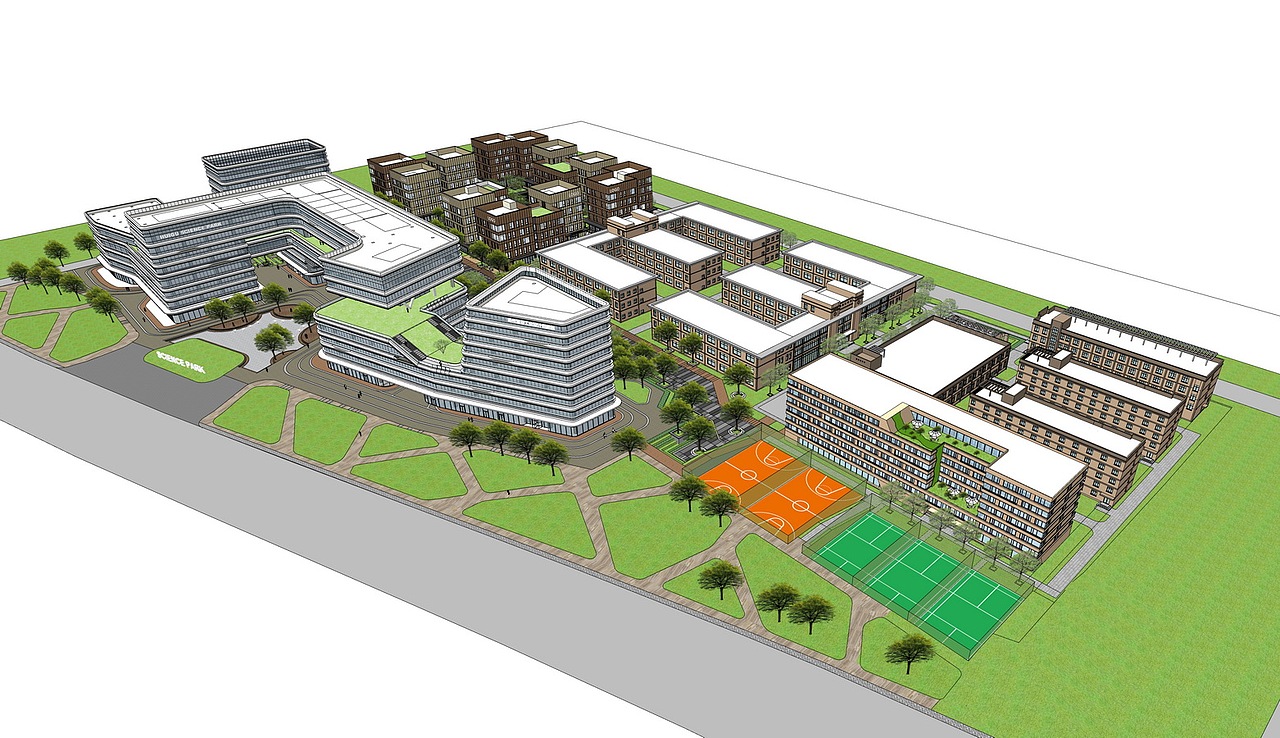 现代产业园办公楼SU模型下载
