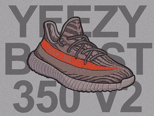 YEEZY 350 V2 首发色灰橙 球鞋插画（个人主页-ZMjQ3ODI4Njg=） - 新锐潮流插画 - 站酷设计师TTTsc原创素材 - 站酷ZCOOL
