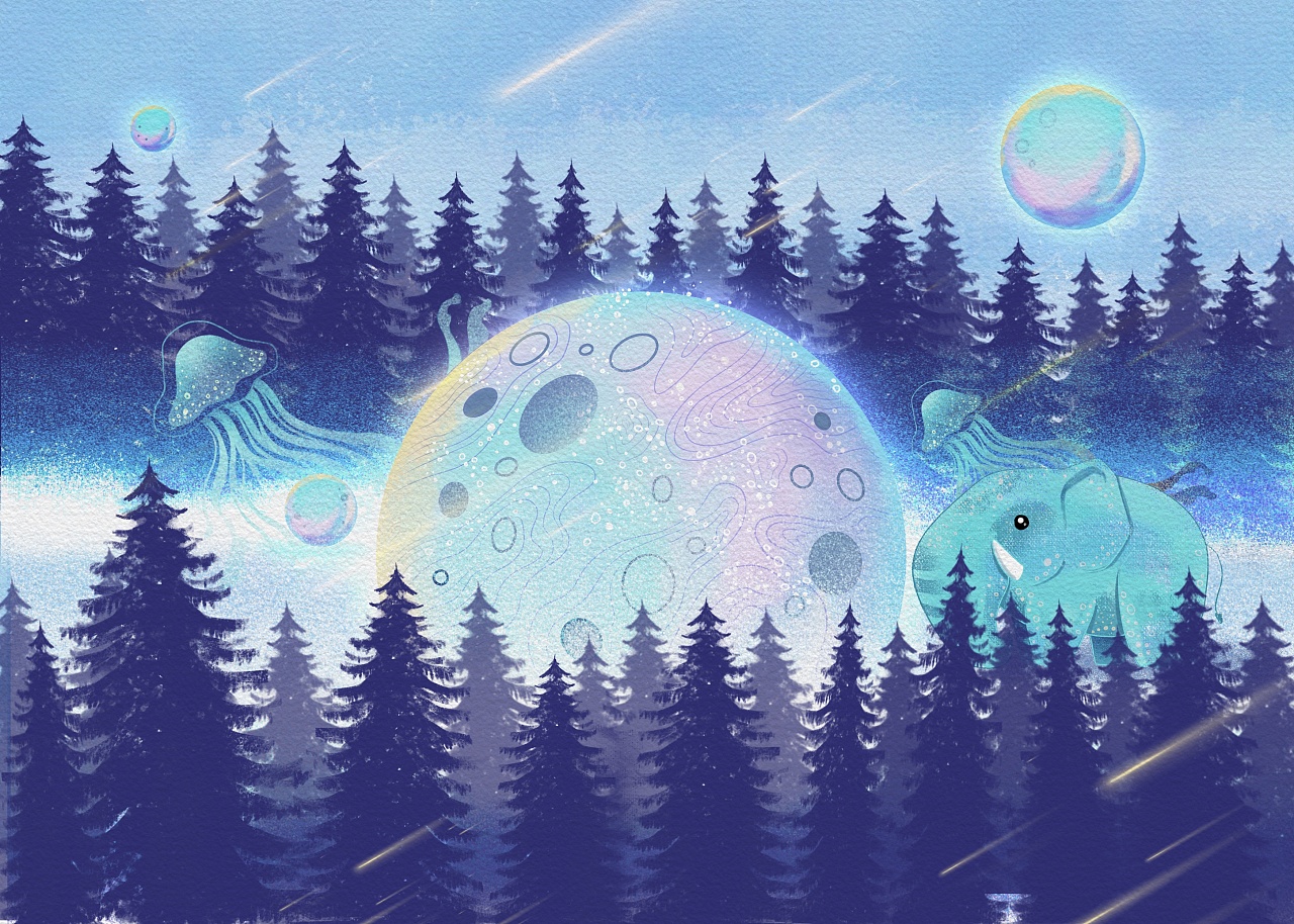 翱翔宇宙原创插画