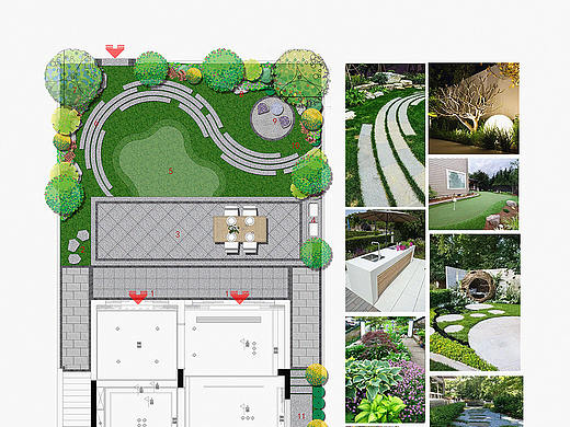 现代设计感庭院方案彩平图
