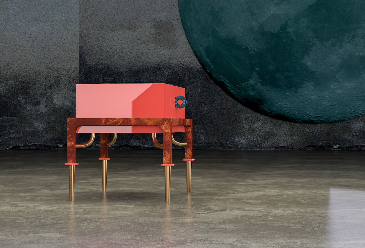 新中式概念家具品牌“谷㵹”产品设计-床头柜-月枝