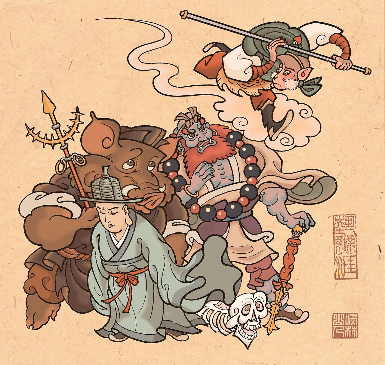 西游源流史（图ZMjgwMTM2Njk2） - 商业插画 - 站酷设计师啸林山人原创素材 - 站酷ZCOOL