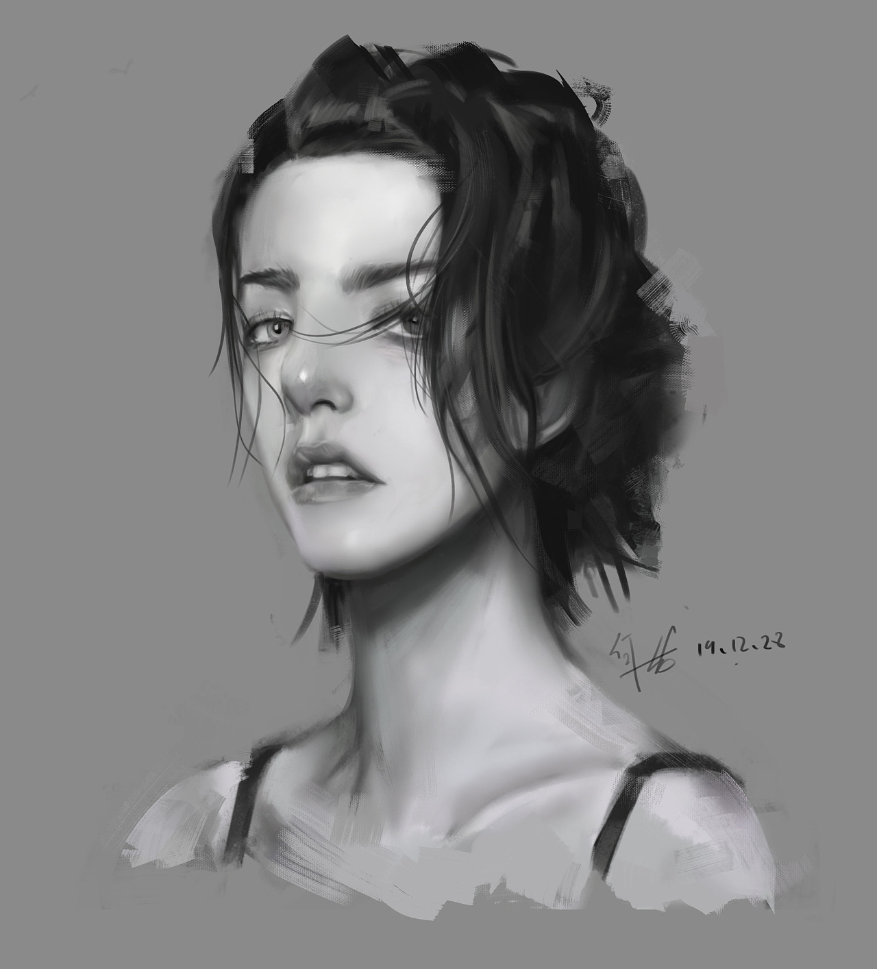 原画练习写生黑白头像