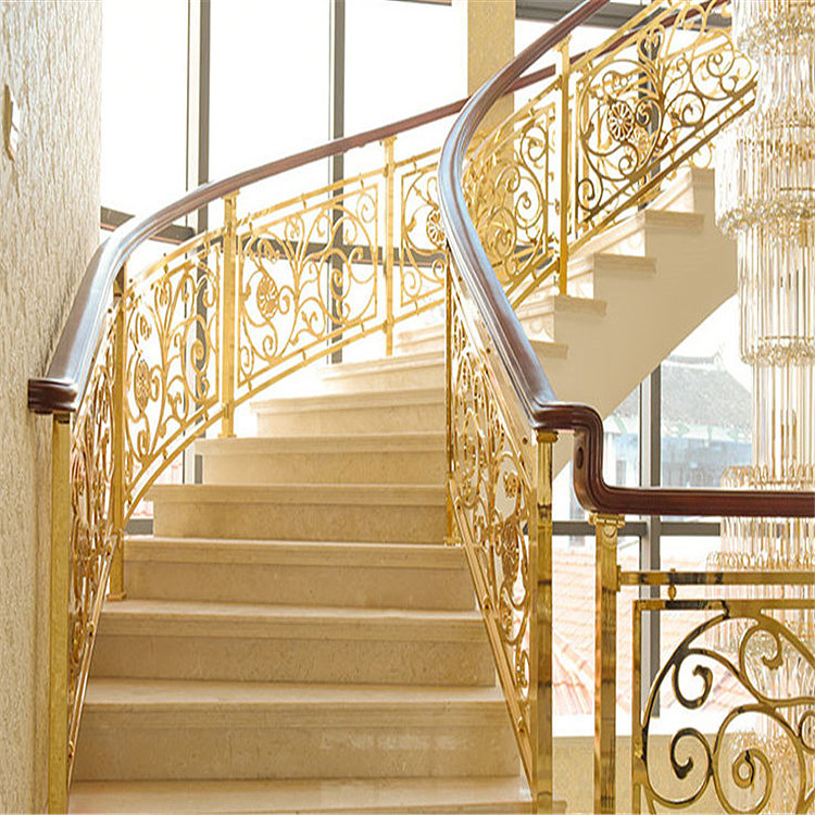青海酒店旋转楼梯铝雕花护栏众钰定制