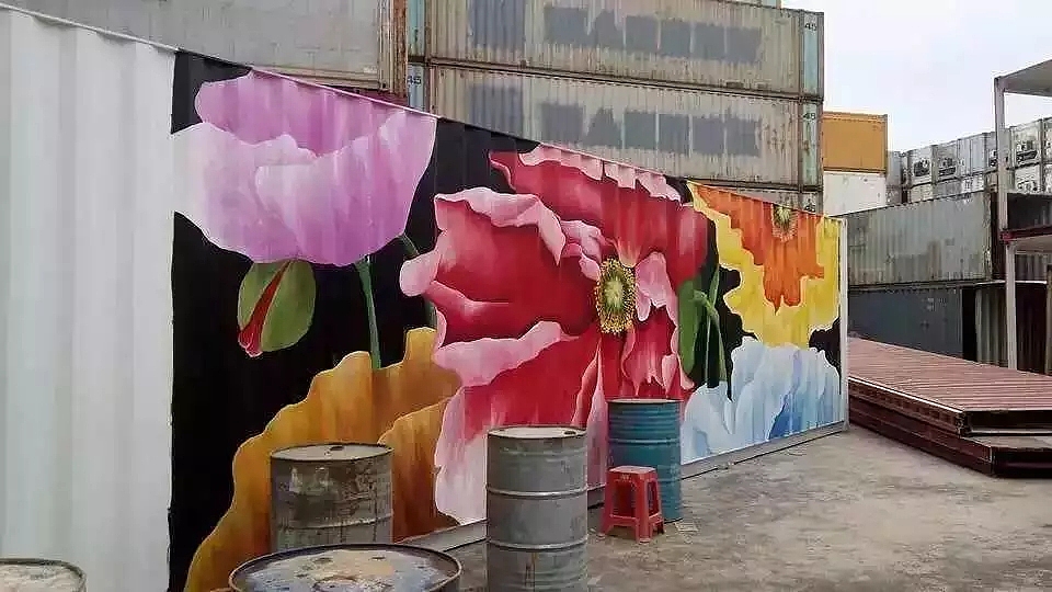 牡丹车厢壁画（图ZMTM0Nzc1ODgw） - 新锐潮流插画 - 站酷设计师海南壁画墙绘原创素材 - 站酷ZCOOL