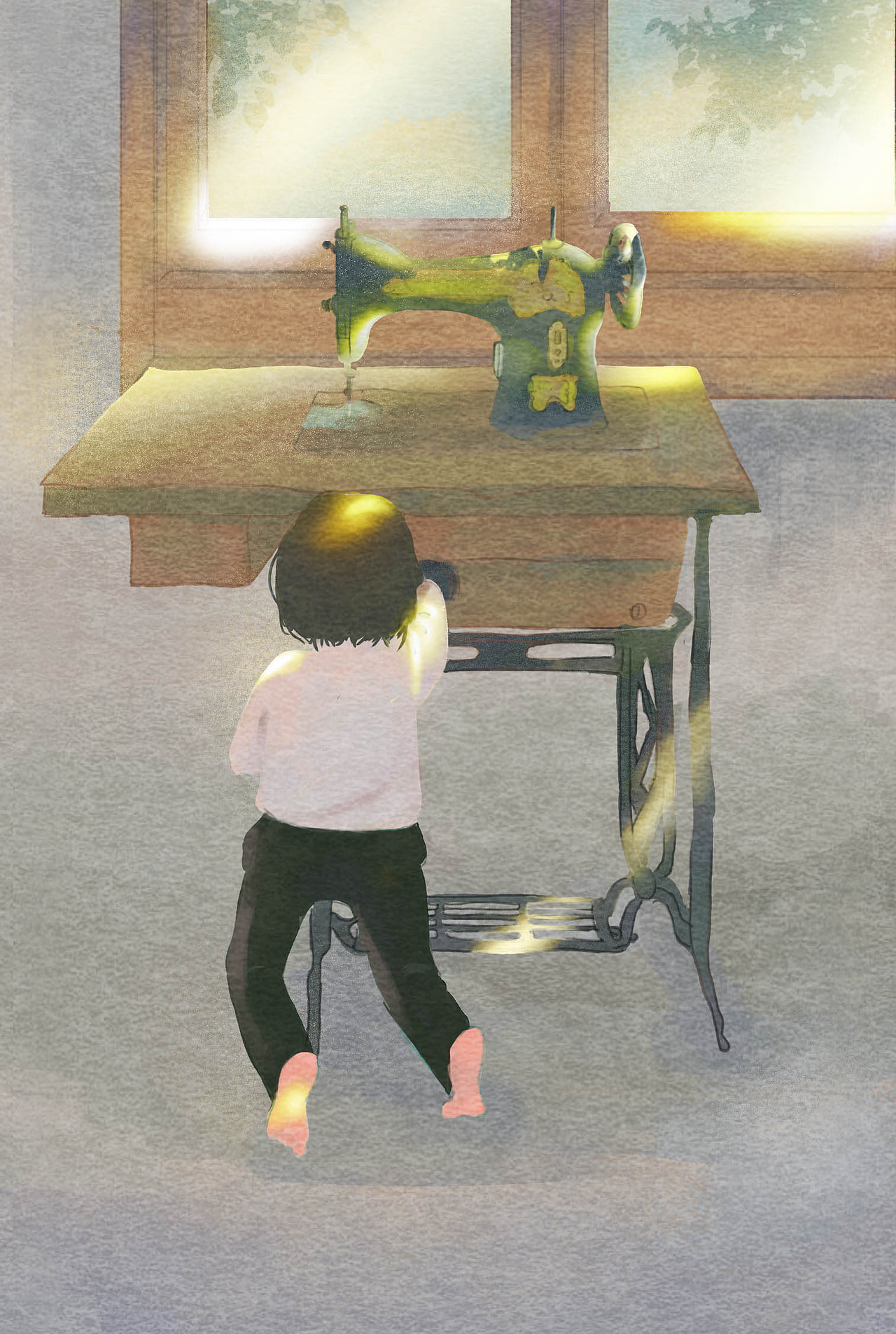 妈妈的缝纫机（图ZMTY0OTkyOTQ4） - 创作习作 - 站酷设计师十一插画原创素材 - 站酷ZCOOL