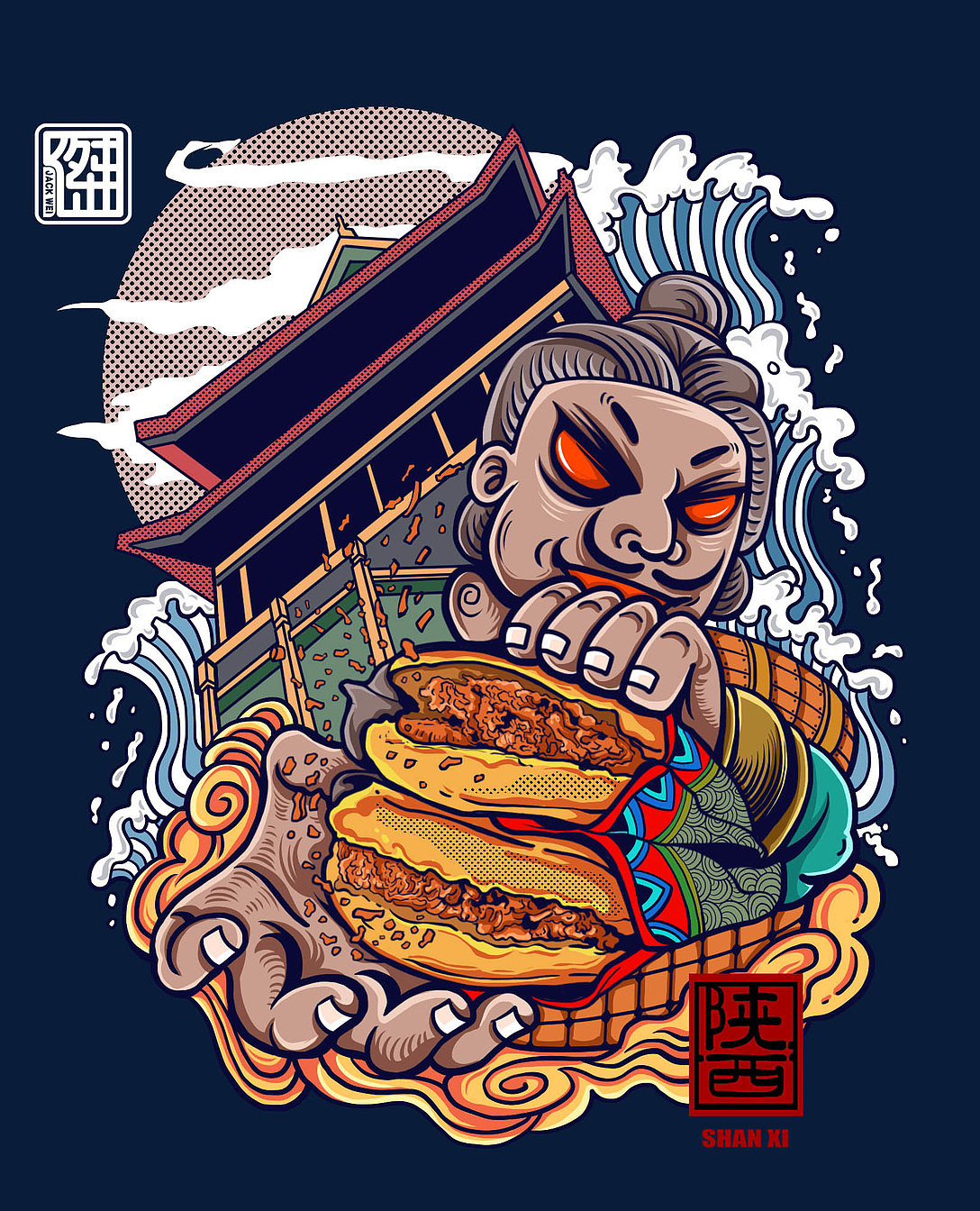 年前创作的一组陕西美食系列插画（图ZMTk2MDYxNzI4） - 商业插画 - 站酷设计师洋葱拉面原创素材 - 站酷ZCOOL