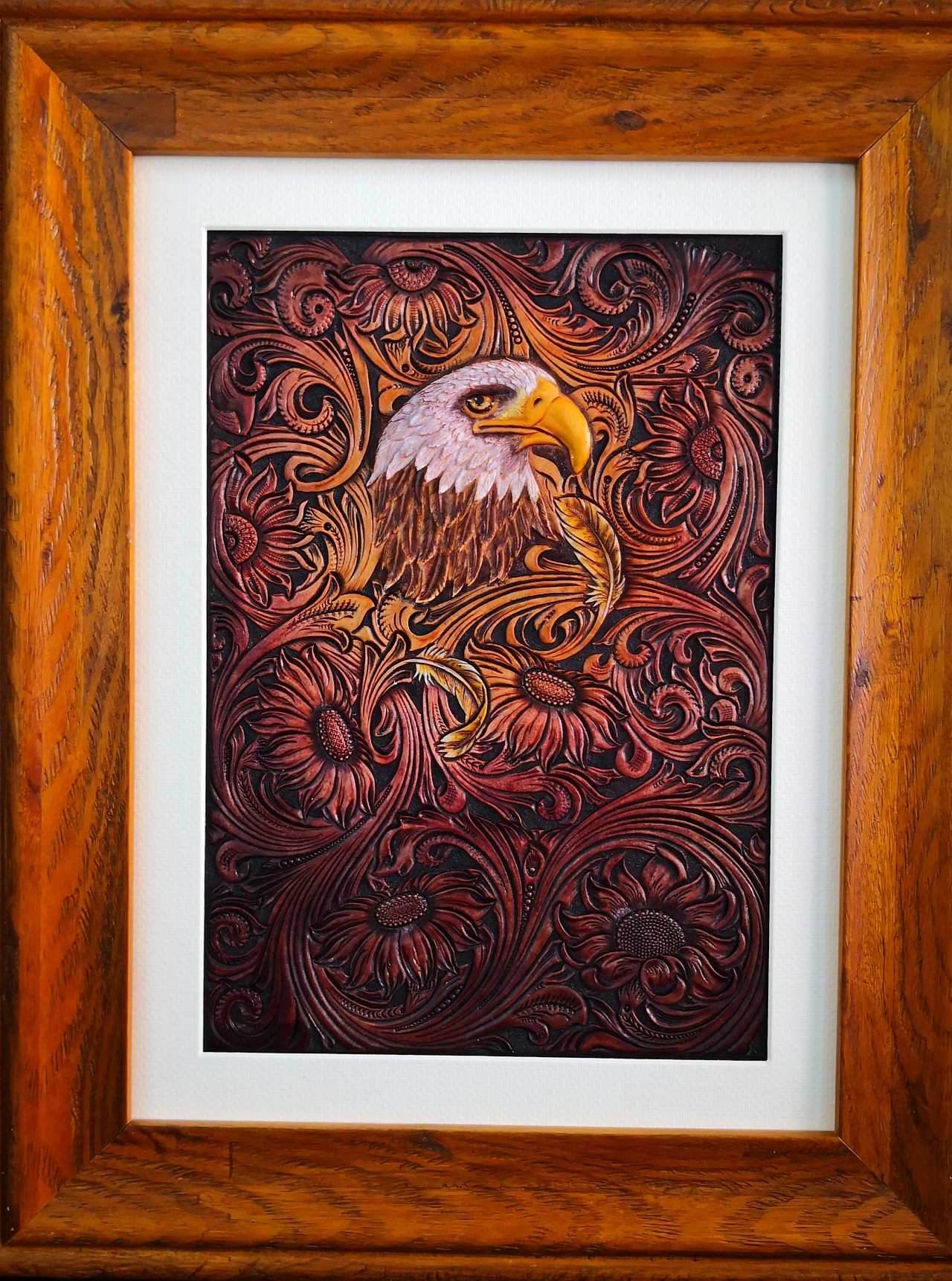 皮雕 唐草 白头鹰