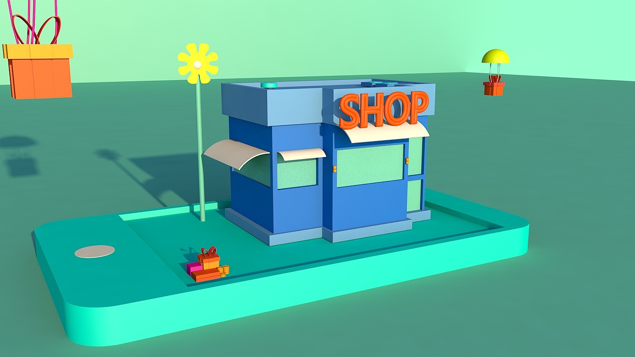 c4d  场景  白模 效果图