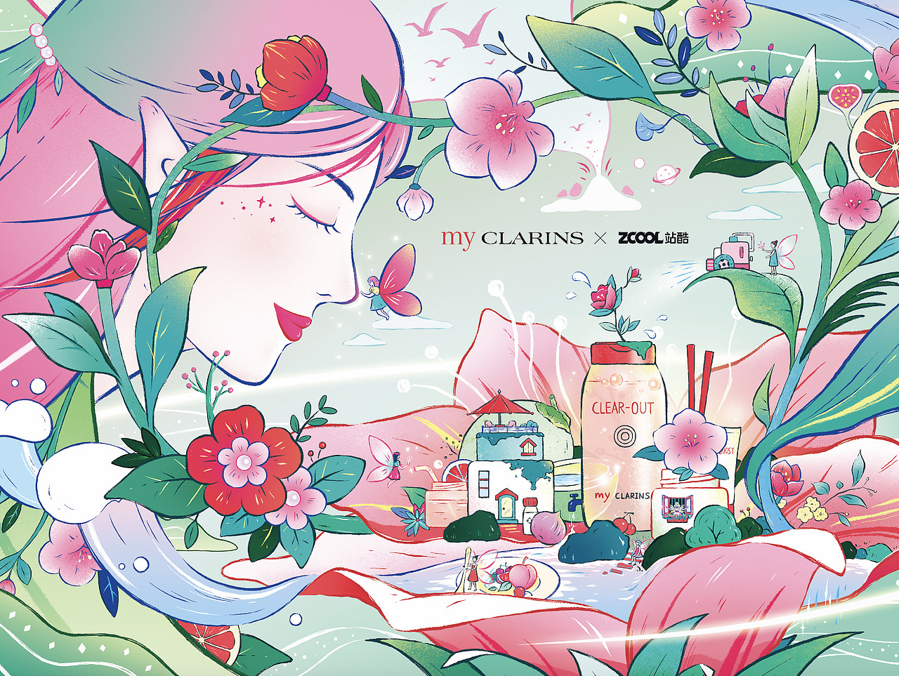 好食肌长绽放 myCLARINS《空中花城SPA》（图ZMzQ3MTQ1MDE2） - 海报 - 站酷设计师YANG杨的笔记原创素材 - 站酷ZCOOL