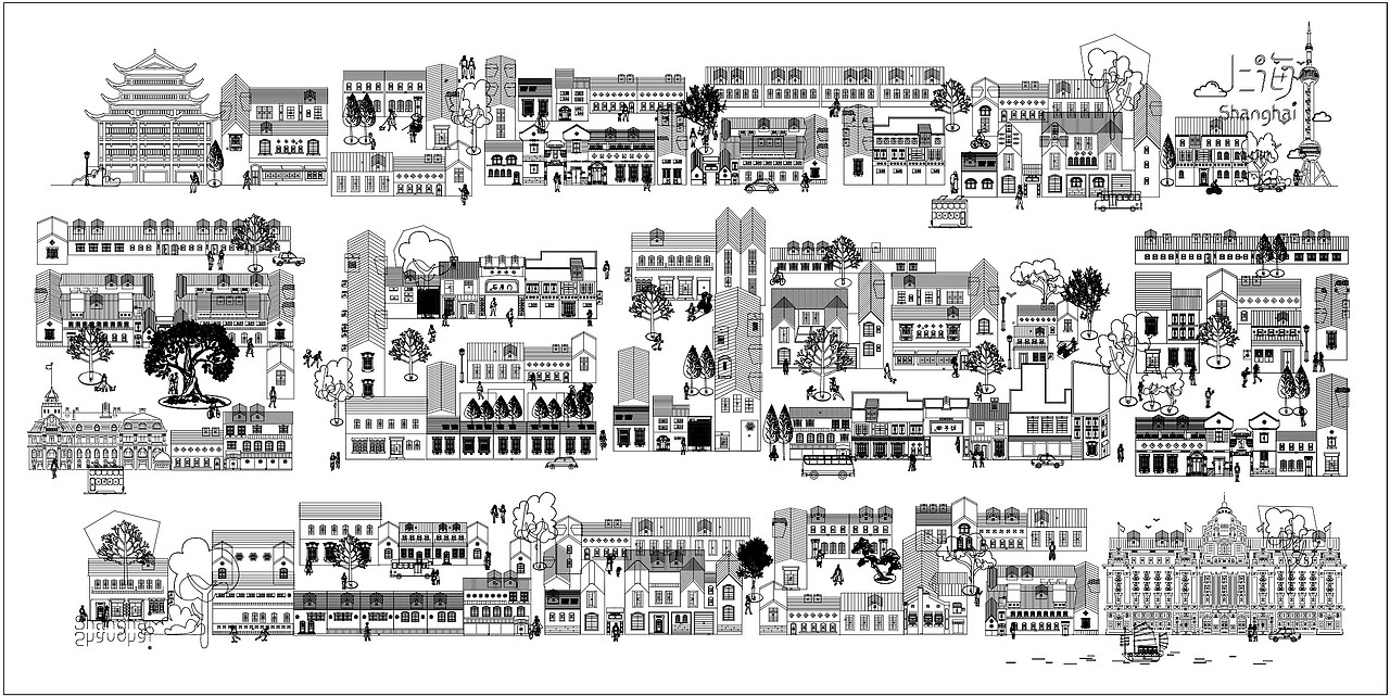 上海街景插画-弄堂篇 shanghai inspiration_longtang