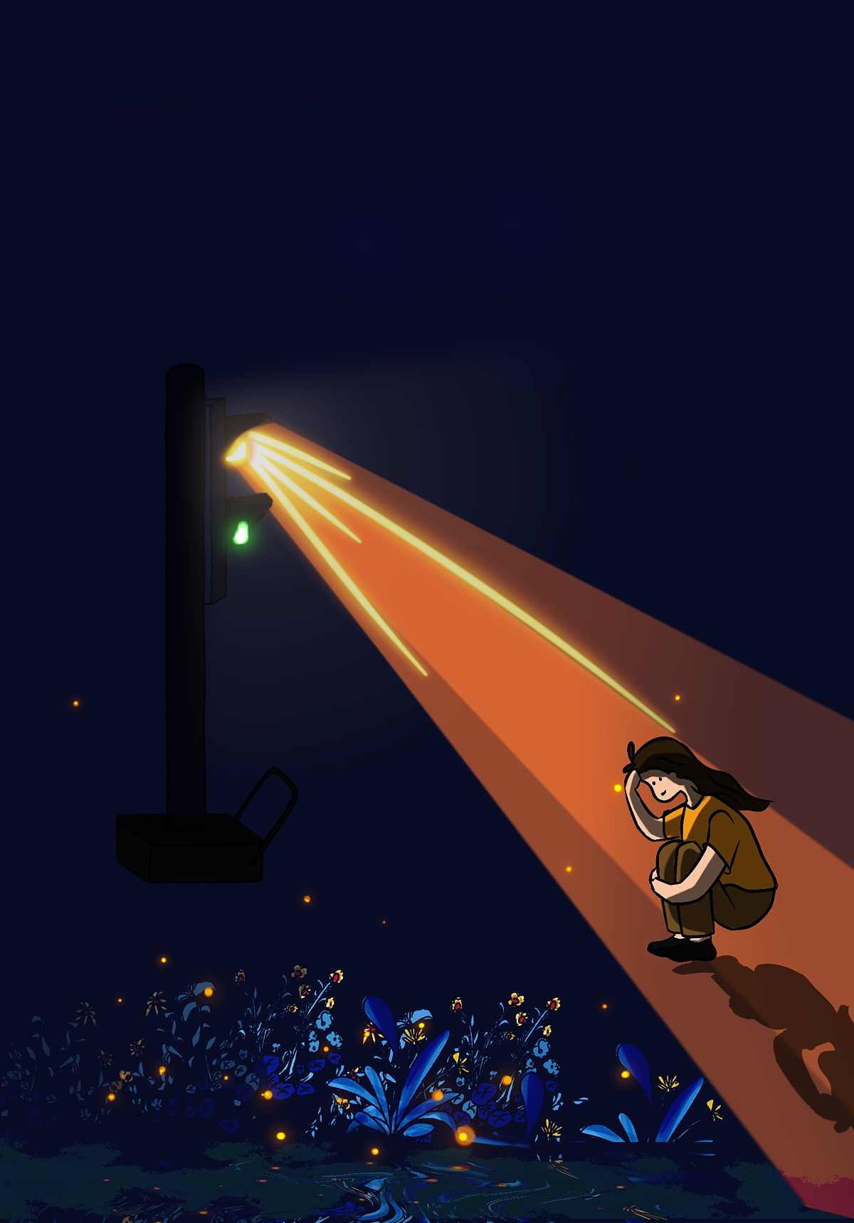 暖色的路灯照亮些许黑暗,给予生活一点光明