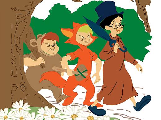 AI插画三个朋友