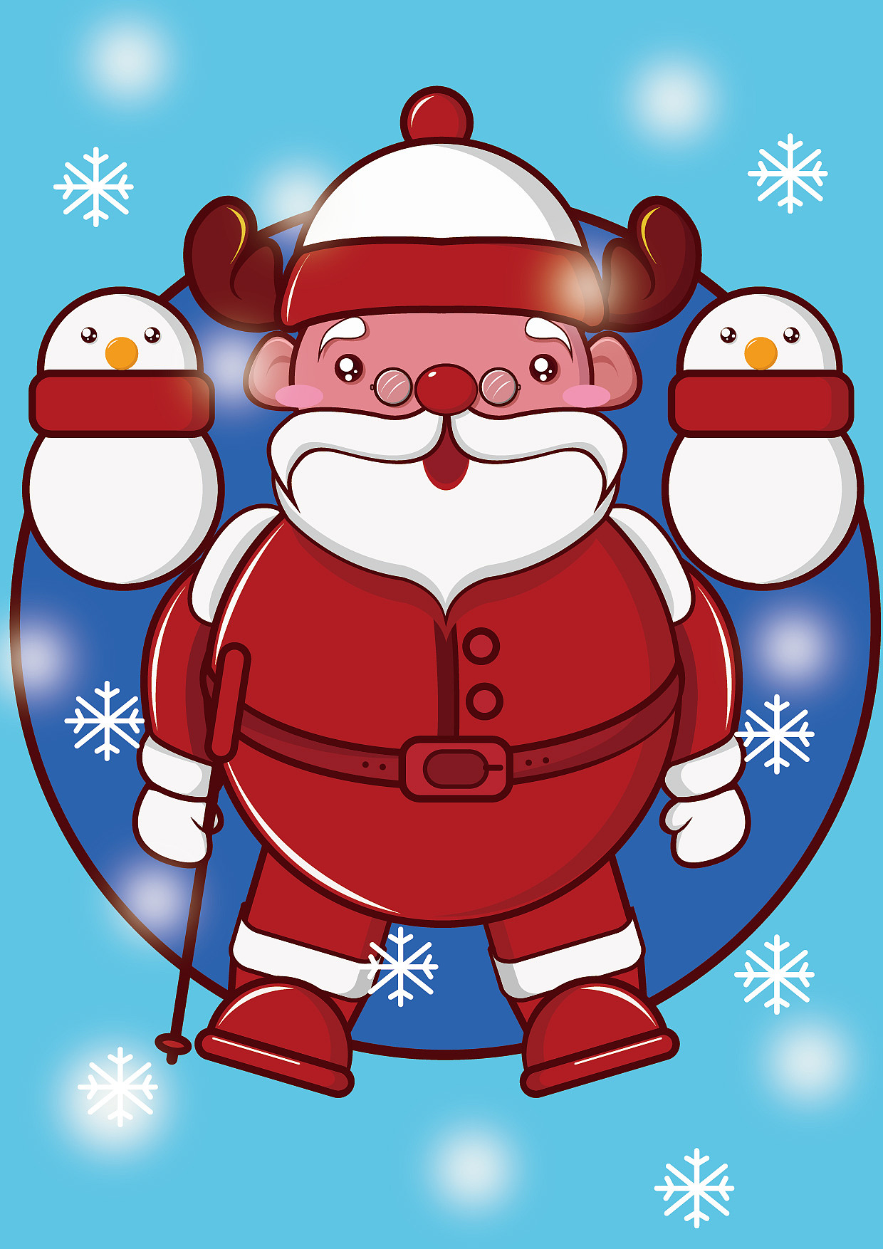 圣诞老人与小鹿的摆拍