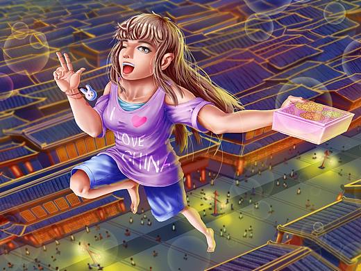 纪念今年的中秋与国庆（个人主页-ZNDkzODIyNDg=） - 艺术插画 - 站酷设计师小力1原创素材 - 站酷ZCOOL