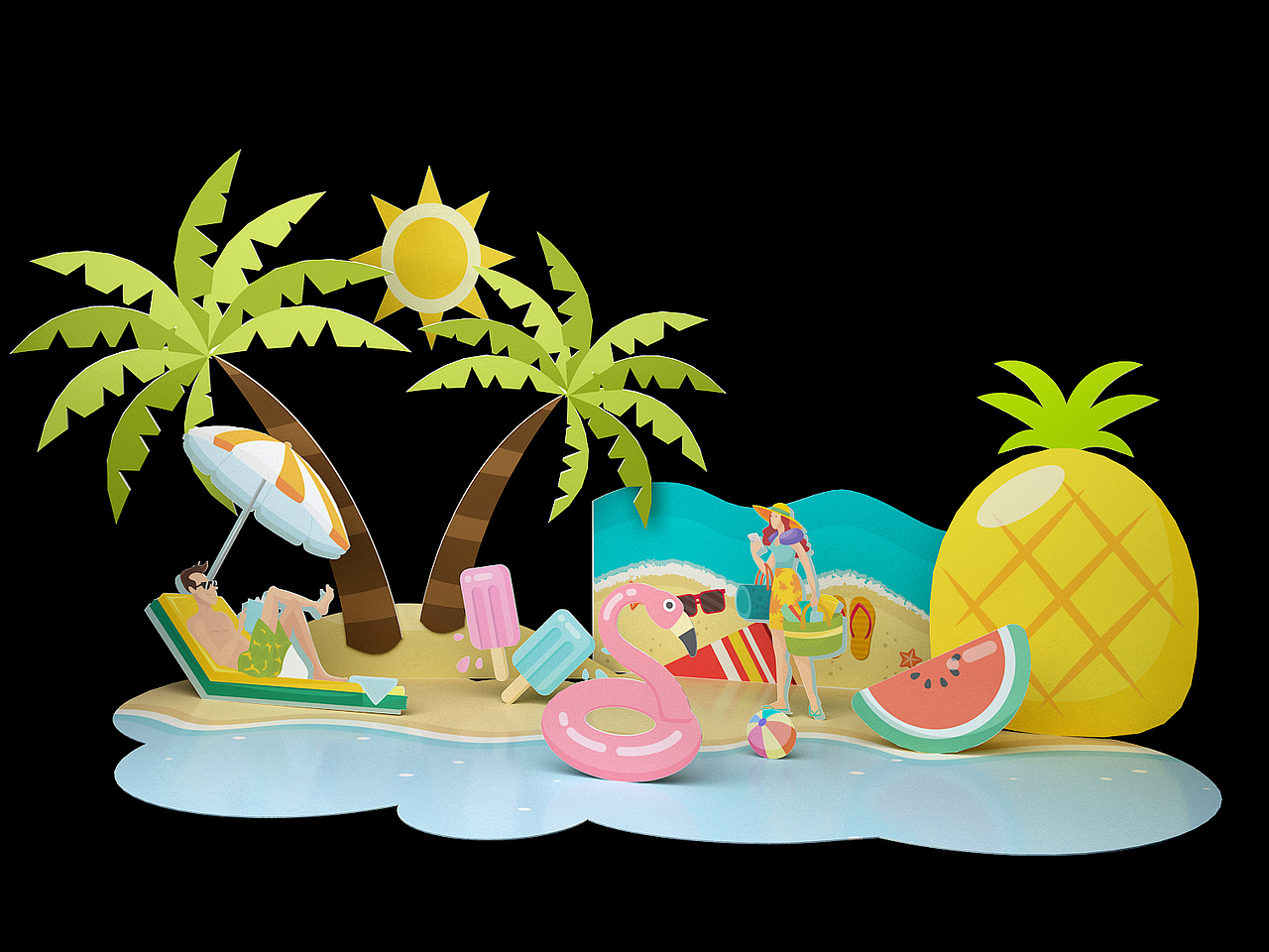 商场夏季海滩美陈