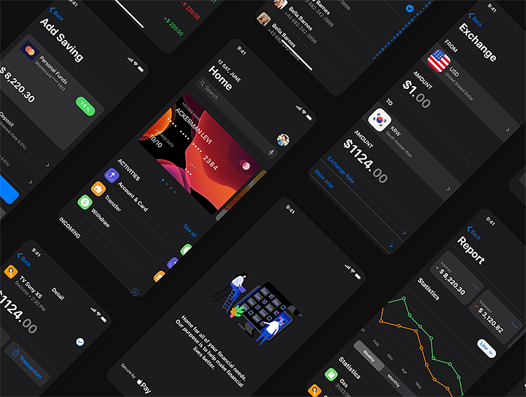 科技智能金融互联网借贷理财数据手机app界面ui设计