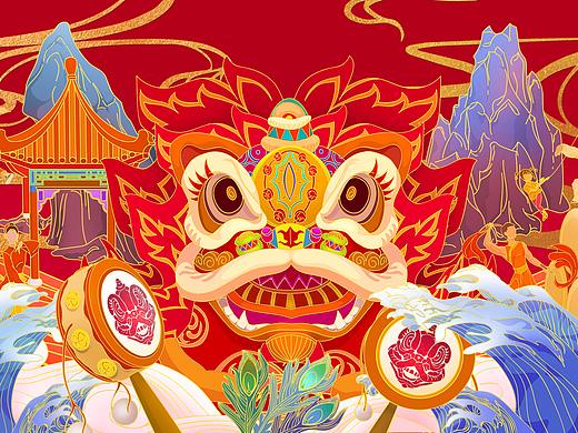 这就是手艺醒狮纯银项链插画设计