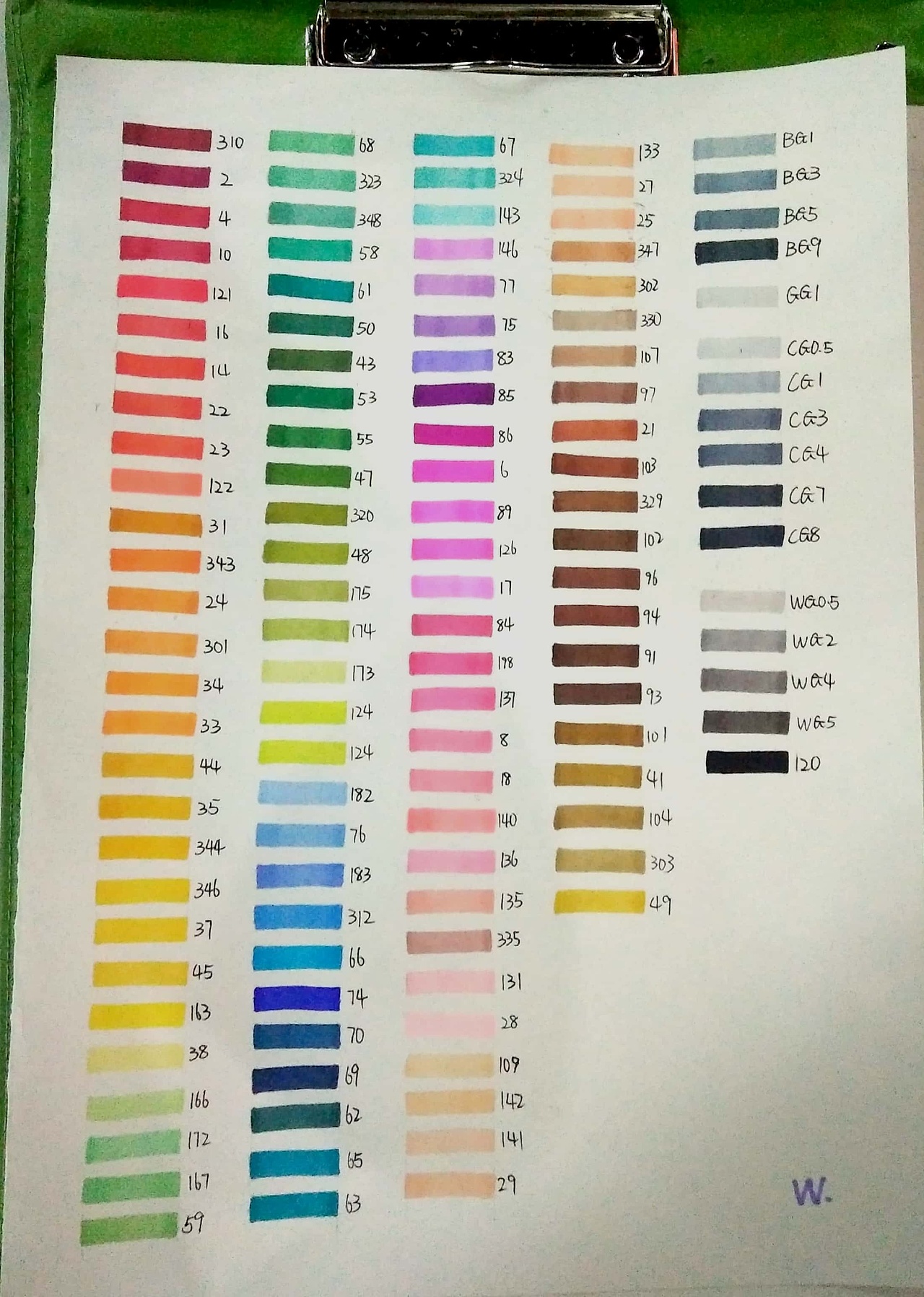 马克笔回来了,排了半天颜色 做了色卡