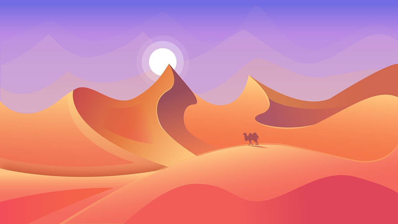 日与夜-渐变插画