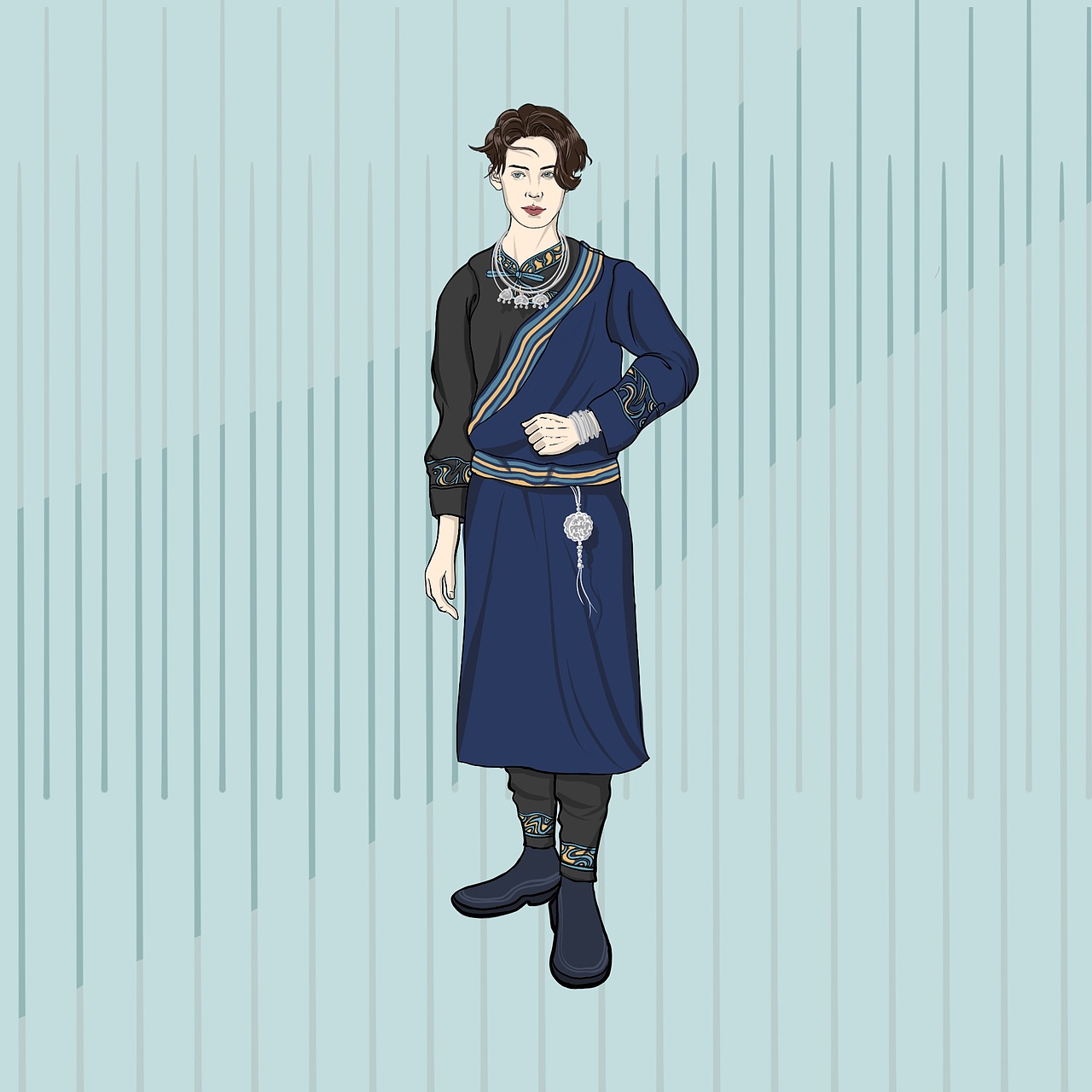 少数民族人物服饰插画（上 男生篇）（图ZMzIxMDM2NzQ4） - 商业插画 - 站酷设计师是狸九妹呐原创素材 - 站酷ZCOOL