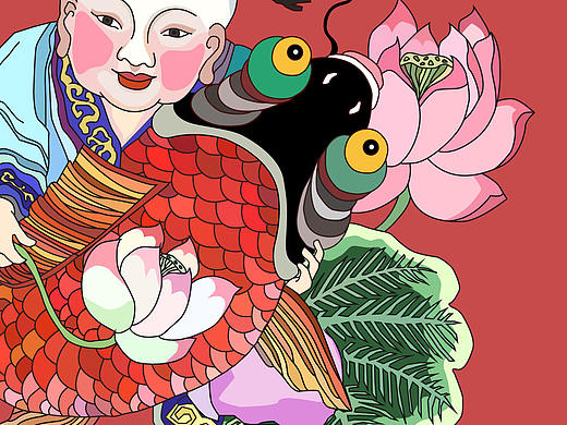矢量年画-杨柳青