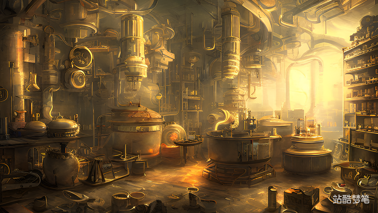 #站酷梦笔#古代一个药师在丹方里用炼丹炉炼丹（图ZMzM1ODU0Mzgw） - AI作品 - 站酷设计师一抹水墨描丹青原创素材 - 站酷ZCOOL